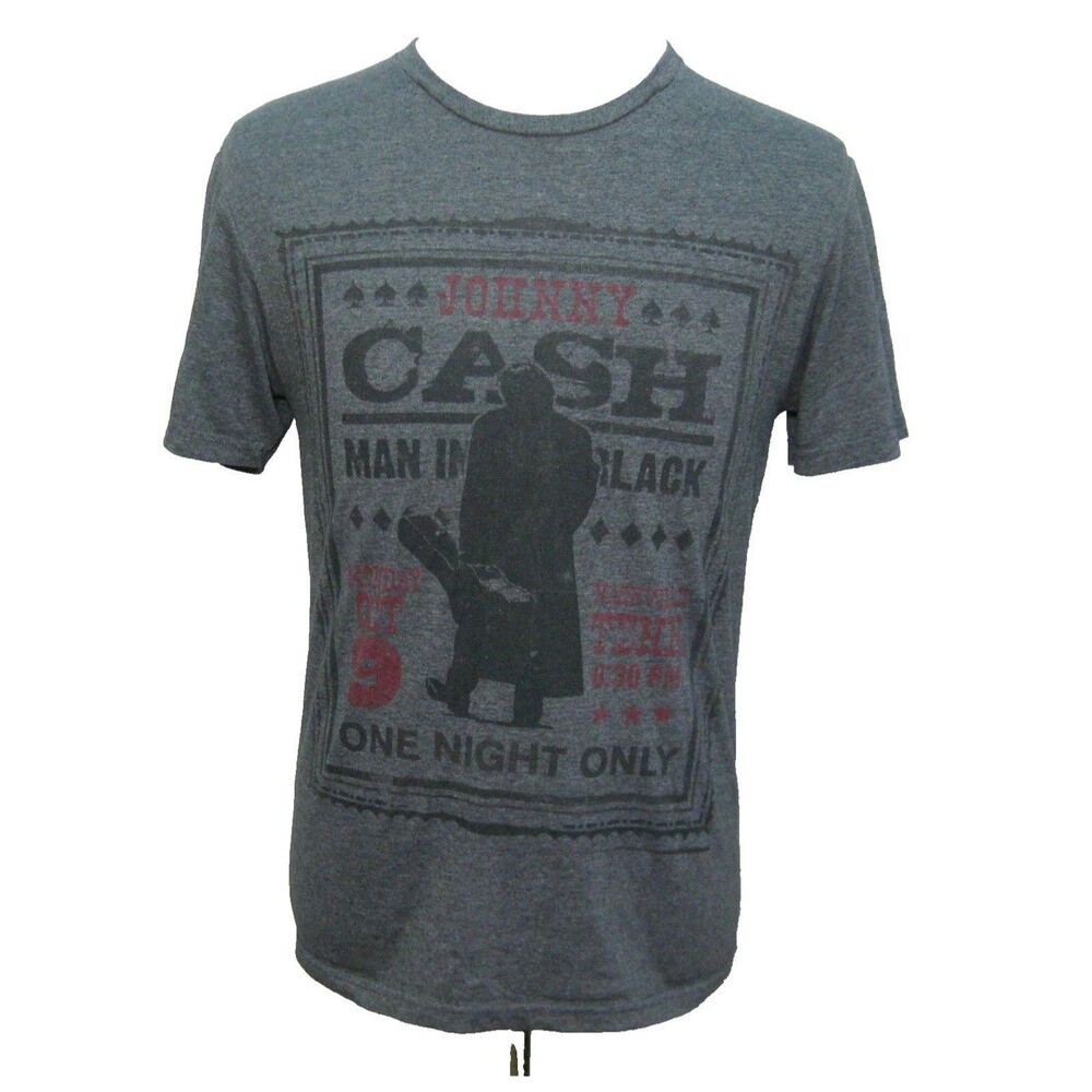 JOHNNY CASH Men's (Size Medium) Gray Short Sleeve Graphic T-Shirt Country Music